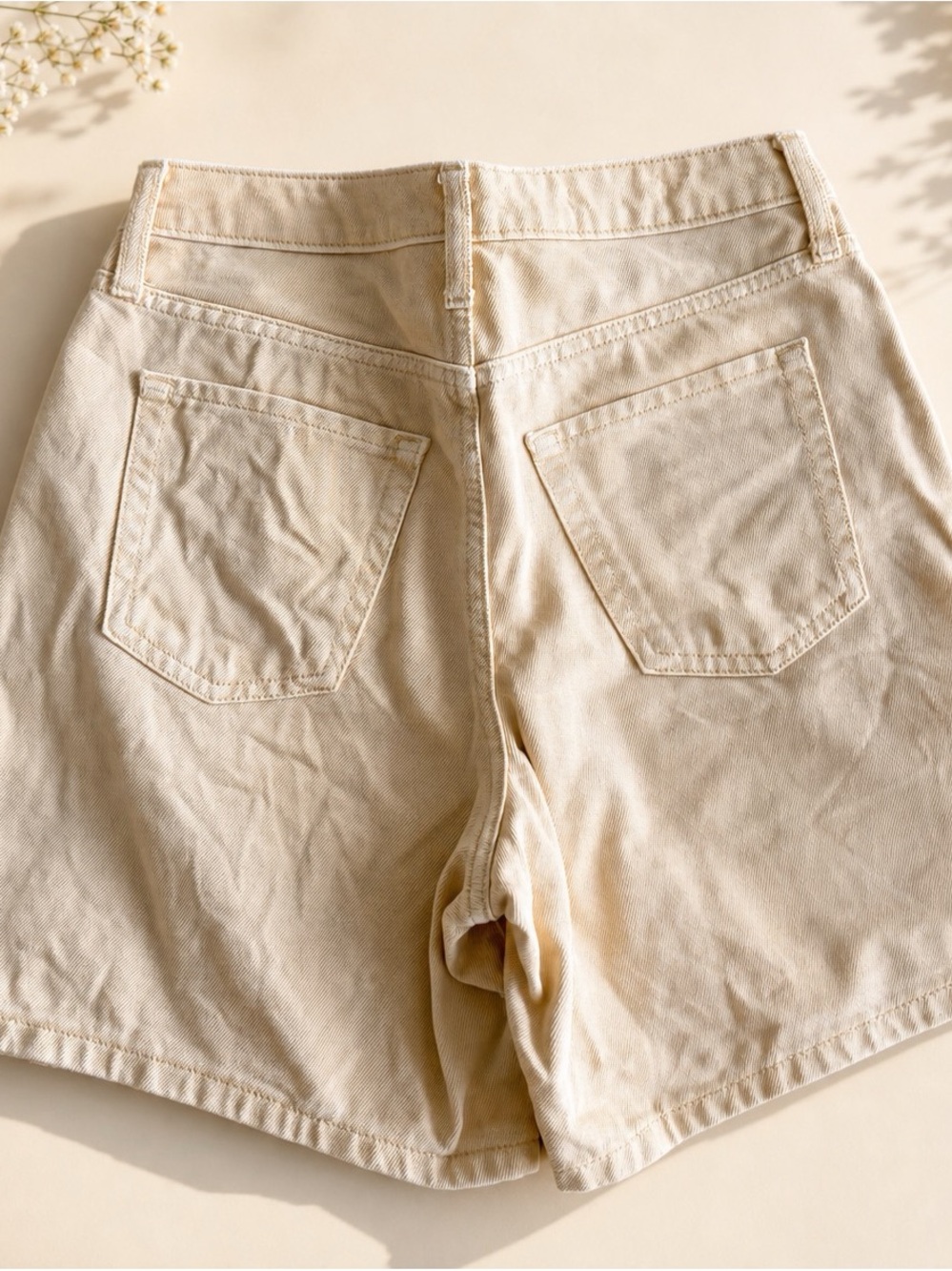 Wild Fable Neutral High-Rise Cotton Bermuda Shorts - Cream, Pale Yellow color - Picture 2 of 6